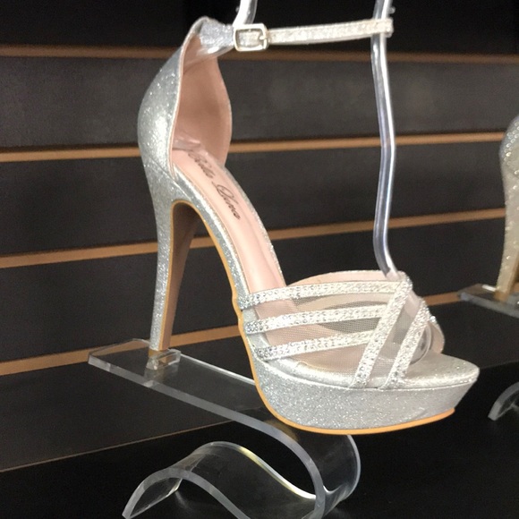 Bridal Glitter Rhinestone Platform Heels - Picture 4 of 5